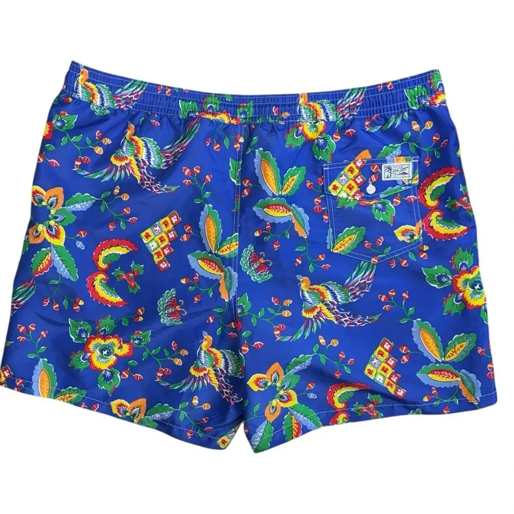 NWT Polo Ralph Lauren Blue Tropical Board Shorts 2XLB‎ Big & Tall Swim Trunks